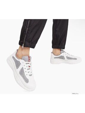 Prada Americas Cup Sneakers White Leather Size EU 36.5 Women’s 6.5